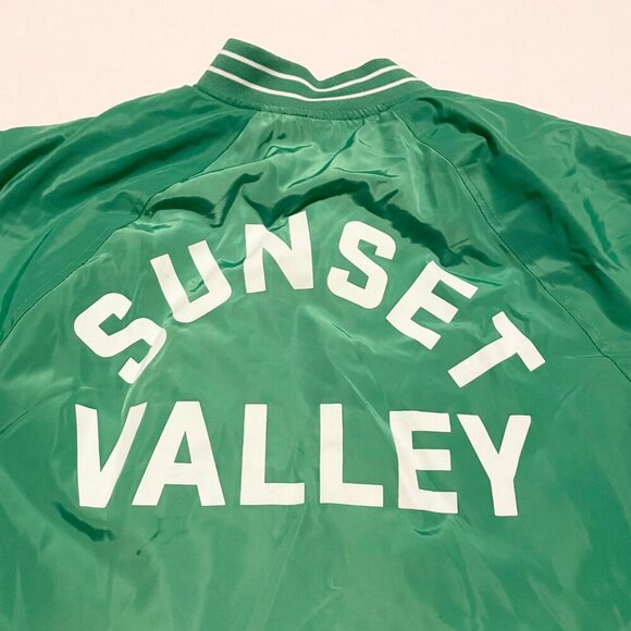 H&M Divided College Varsity Jacket Green White Sunset Valley Mustang Mens XS - Picture 13 of 16